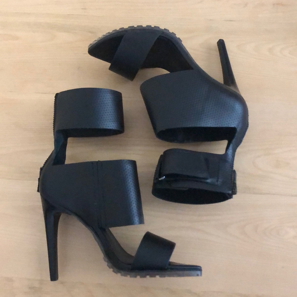 tibi black perforated heels